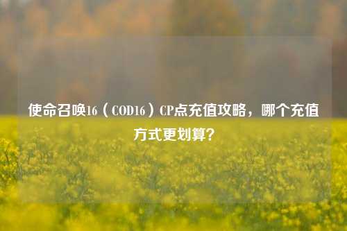 使命召唤16（COD16）CP点充值攻略，哪个充值方式更划算？