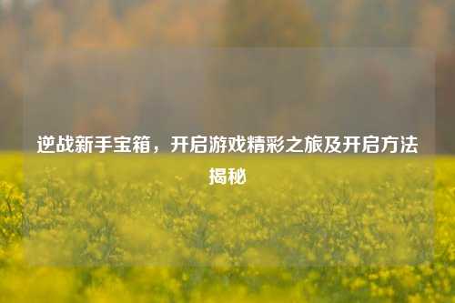逆战新手宝箱，开启游戏精彩之旅及开启方法揭秘