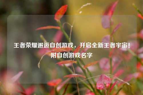 王者荣耀邂逅自创游戏，开启全新王者宇宙！附自创游戏名字