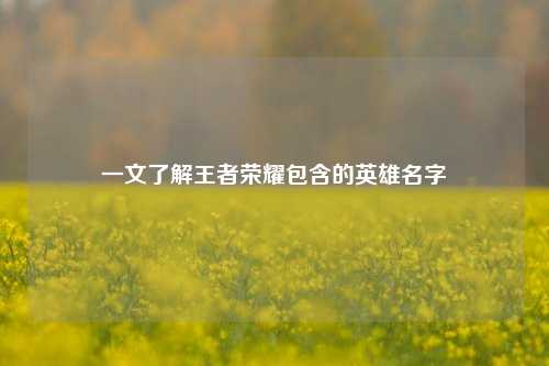 一文了解王者荣耀包含的英雄名字