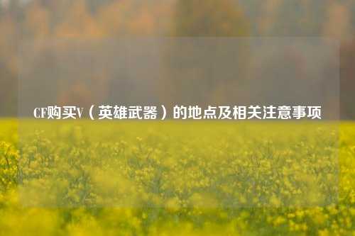 CF购买V（英雄武器）的地点及相关注意事项