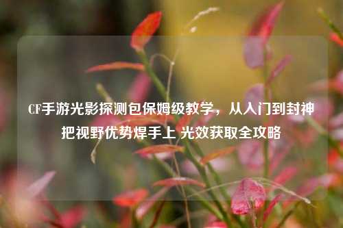 CF手游光影探测包保姆级教学，从入门到封神把视野优势焊手上 光效获取全攻略