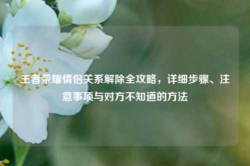 王者荣耀情侣关系解除全攻略，详细步骤、注意事项与对方不知道的方法