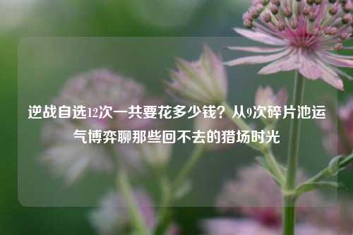 逆战自选12次一共要花多少钱？从9次碎片池运气博弈聊那些回不去的猎场时光