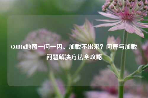 COD16地图一闪一闪、加载不出来？闪屏与加载问题解决方法全攻略