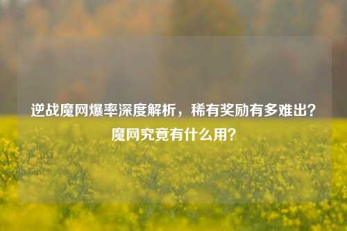 逆战魔网爆率深度解析，稀有奖励有多难出？魔网究竟有什么用？
