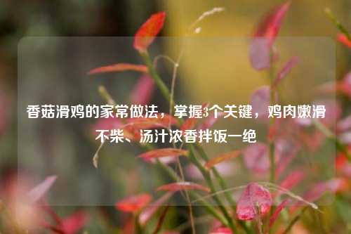 香菇滑鸡的家常做法,掌握3个关键,鸡肉嫩滑不柴、汤汁浓香拌饭一绝