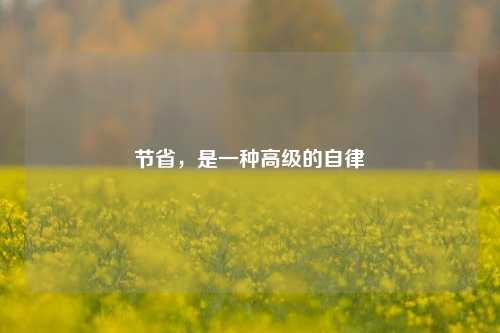 节省，是一种高级的自律