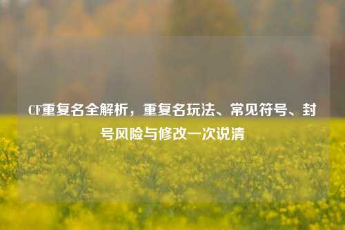 CF重复名全解析，重复名玩法、常见符号、封号风险与修改一次说清